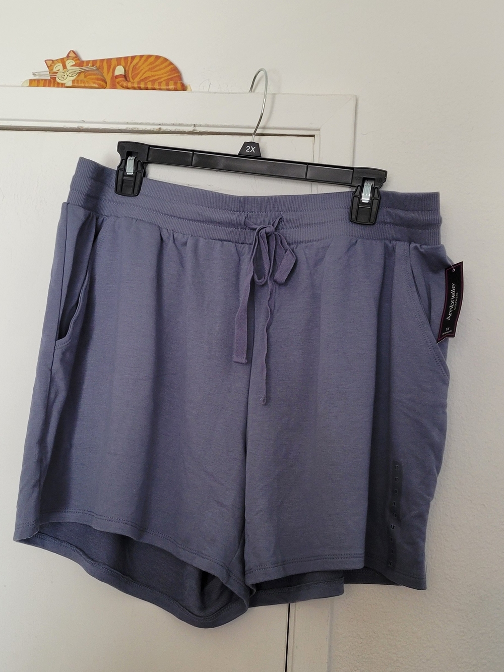 Everyday Drawstring Women's Sleepwear Shorts - Slate Blue, 1X